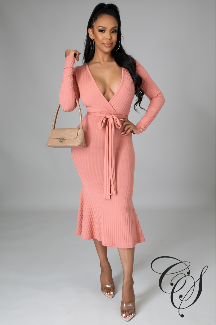Monica Belted Knit Midi Dress