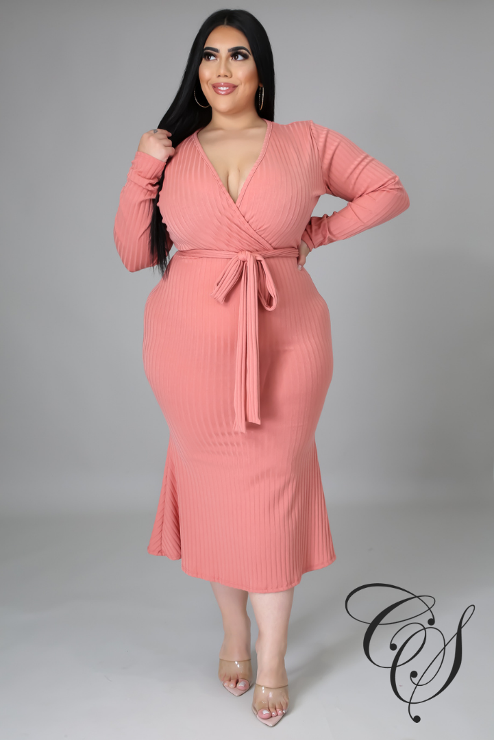 Monica Belted Knit Midi Dress