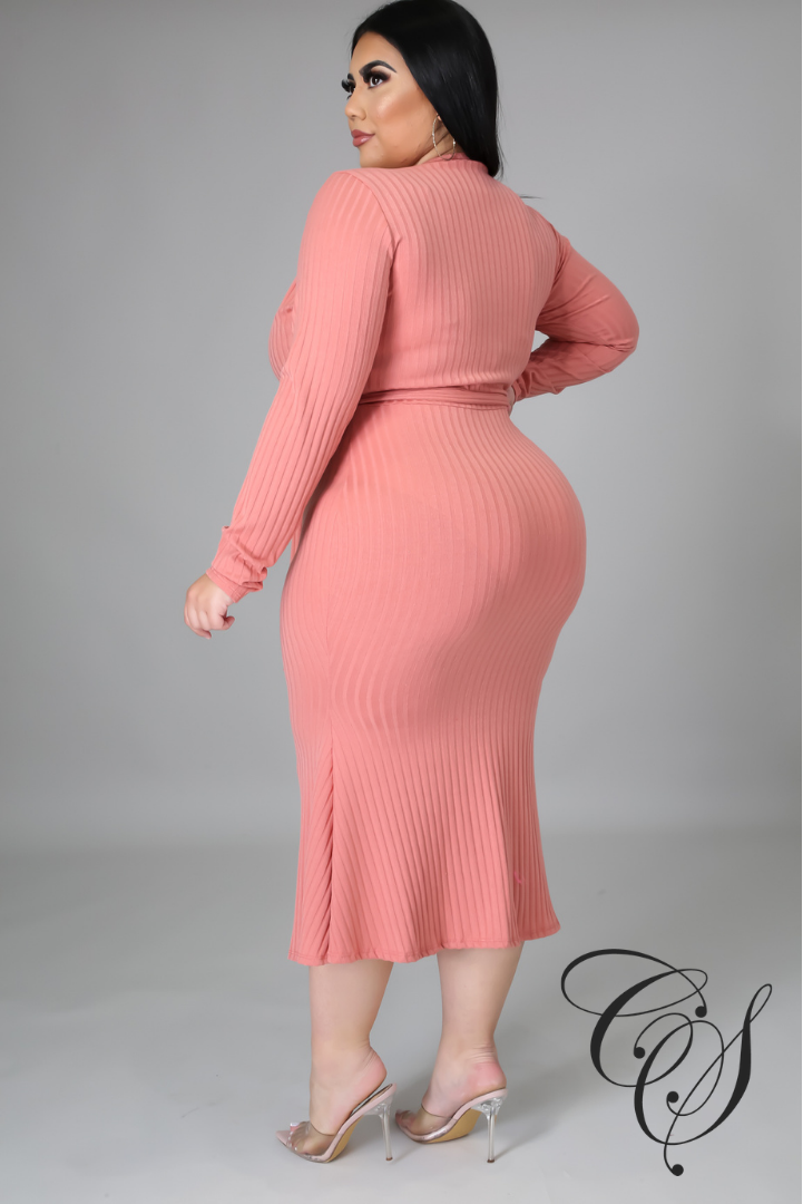 Monica Belted Knit Midi Dress