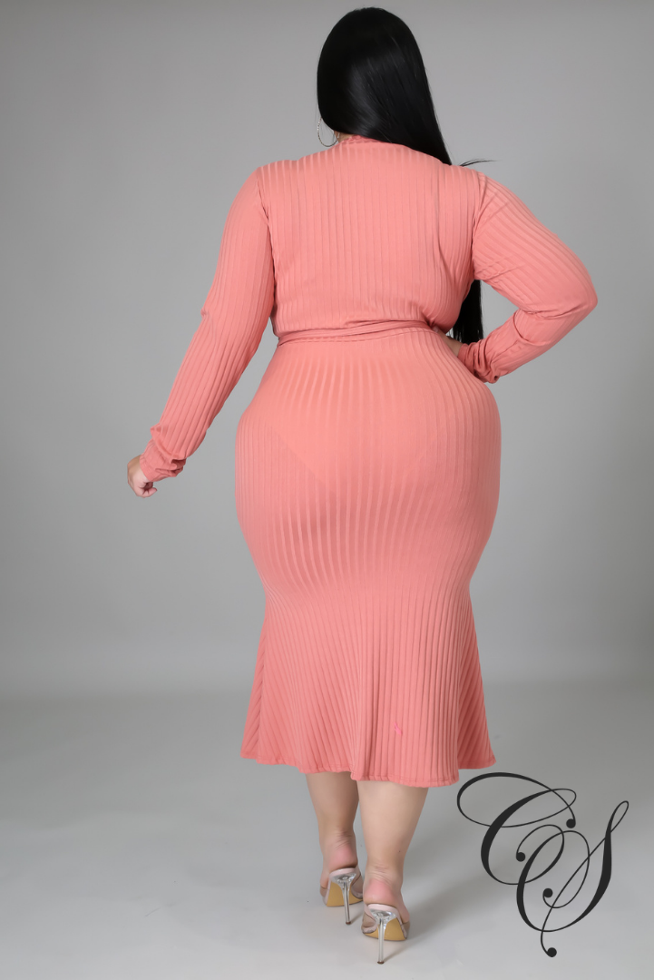 Monica Belted Knit Midi Dress