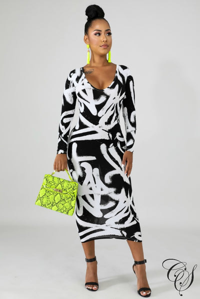 Morgan Sketch Midi Dress, Dresses - Designs By Cece Symoné