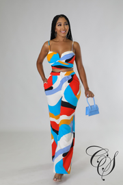 Mosley Abstract Print Wide Leg Pant Set