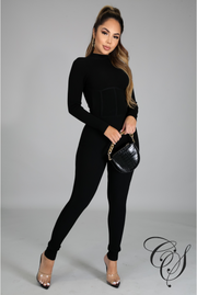 Myla Long Sleeves Open Back Jumpsuit