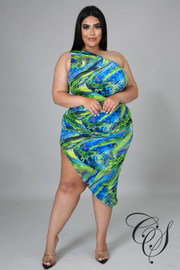 Nerissa Multi Marble Print Bodycon Dress
