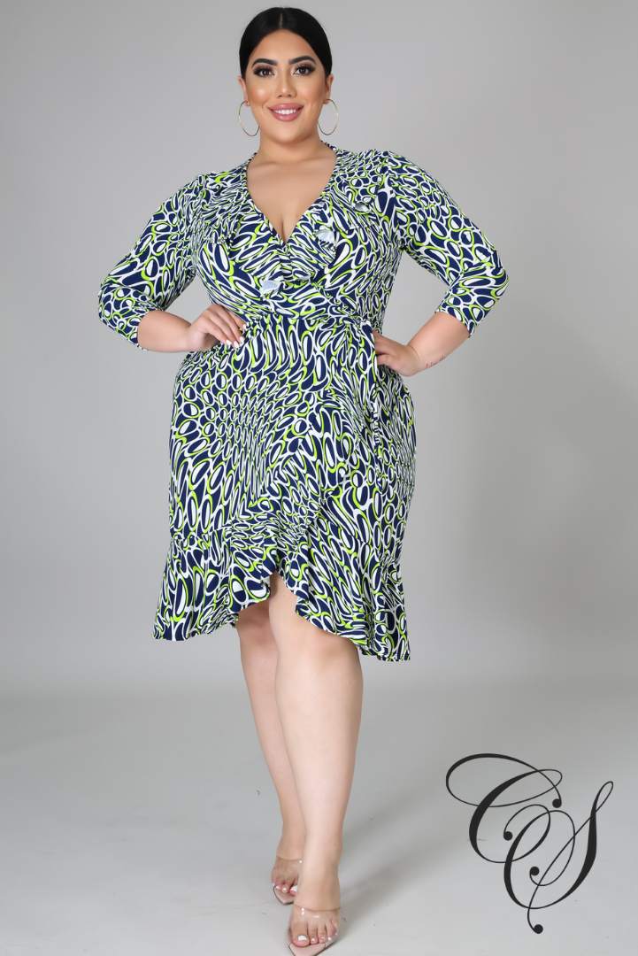 Nevah Surplice Ruffle Dress