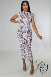 Noah Marble Print High Neck Bodycon Dress