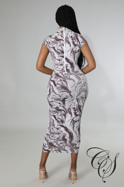 Noah Marble Print High Neck Bodycon Dress