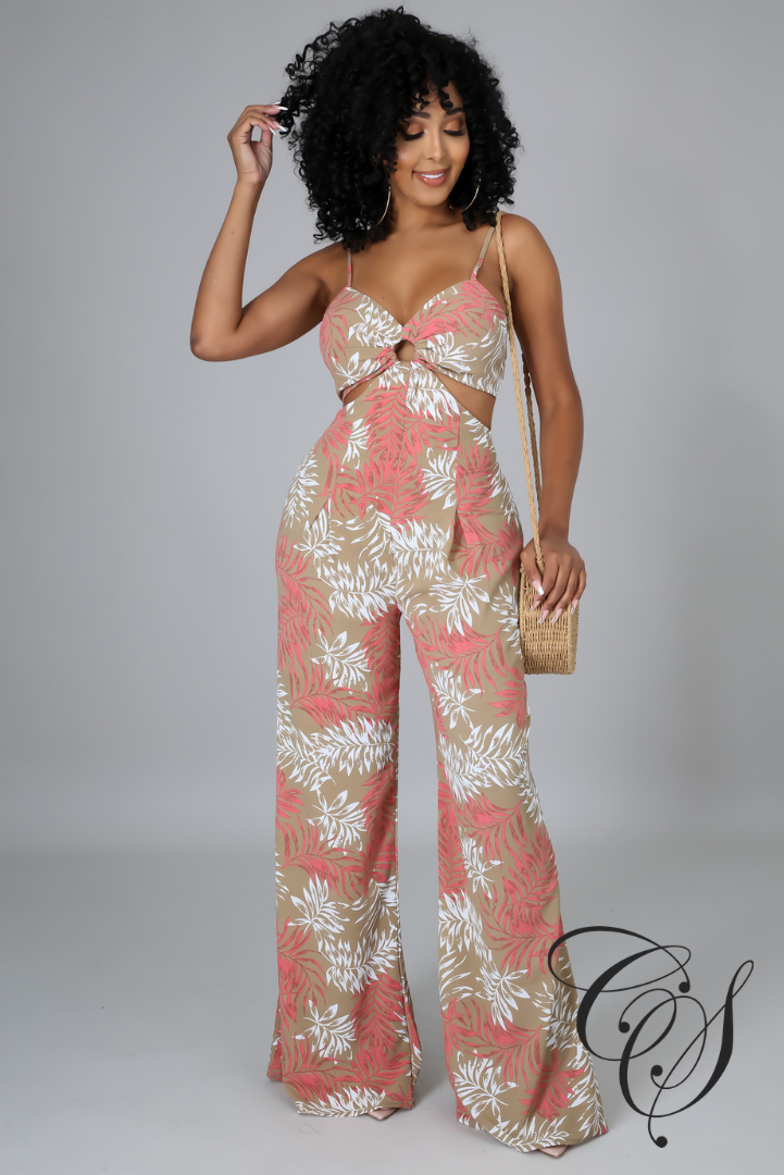 Oaklyn Floral Print Wide Leg Jumpsuit