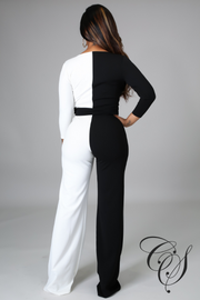 Ophelia Black and White Wrap Jumpsuit