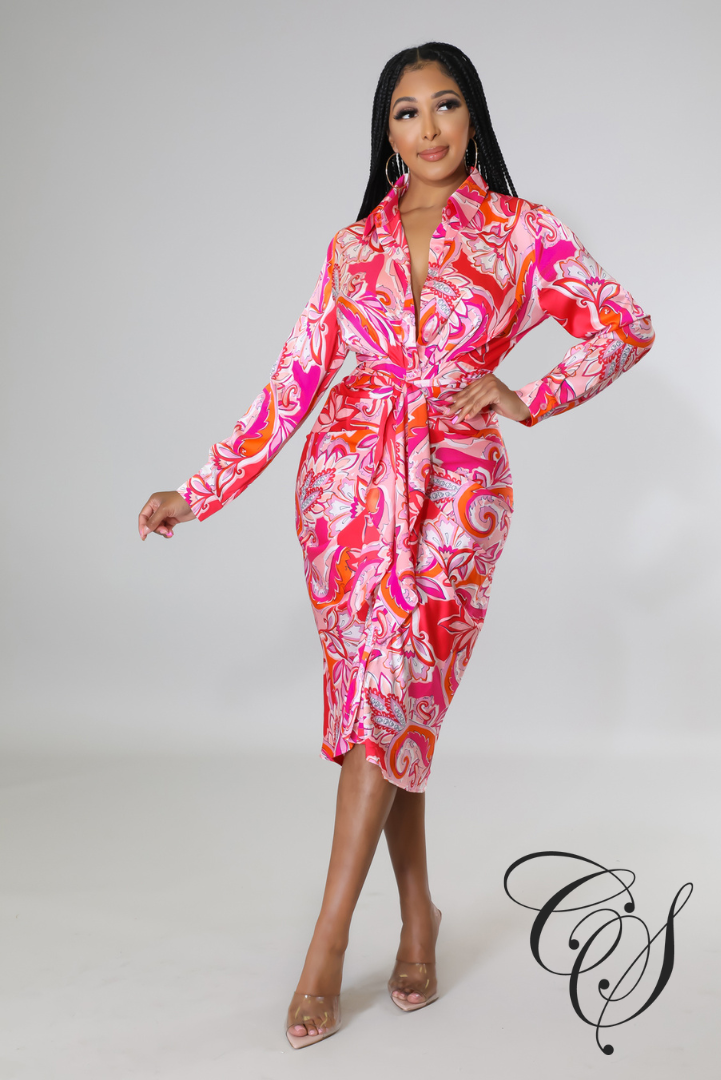 Phoebe Paisley Print Satin Dress