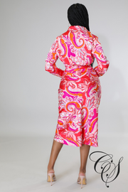 Phoebe Paisley Print Satin Dress