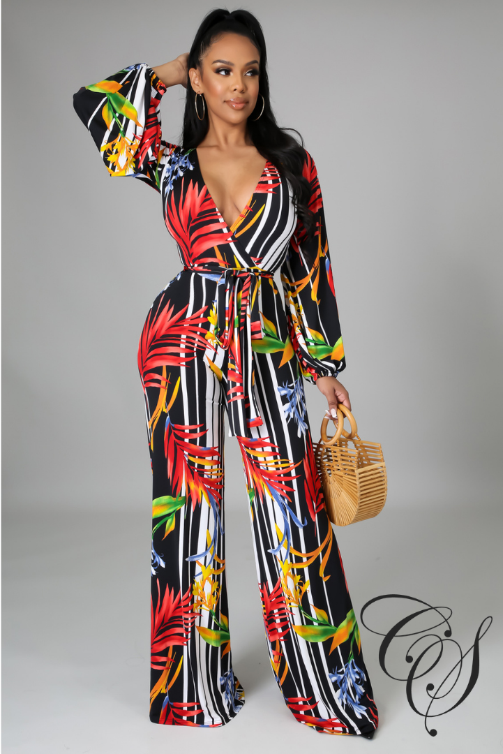 Rebecca Tropical Print Jumpsuit