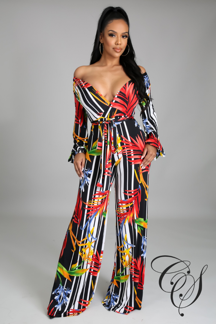 Rebecca Tropical Print Jumpsuit