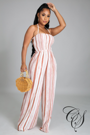 Rory Striped Smocked Bar Back Jumpsuit