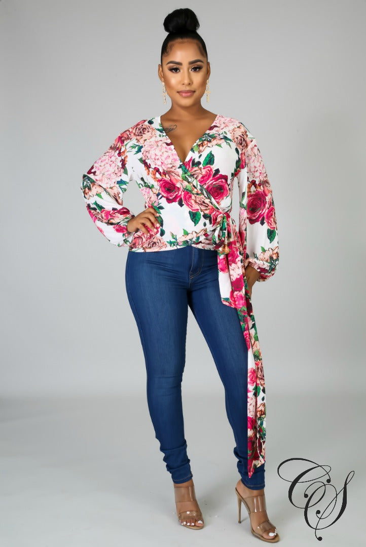 Rosy Wrap Top, Top - Designs By Cece Symoné