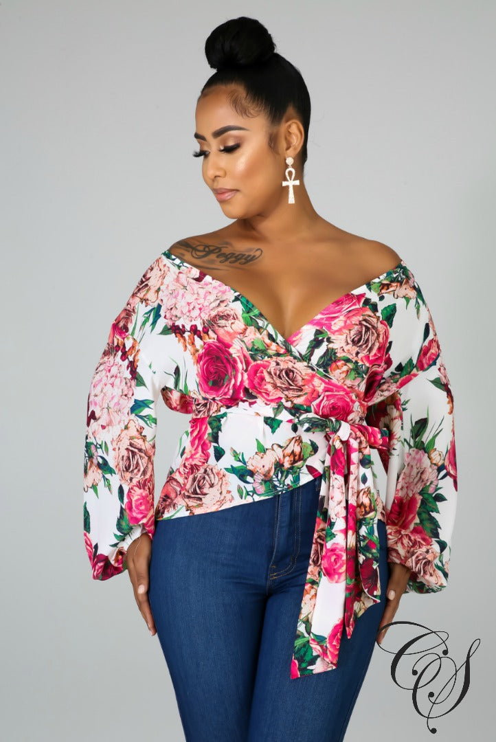 Rosy Wrap Top, Top - Designs By Cece Symoné