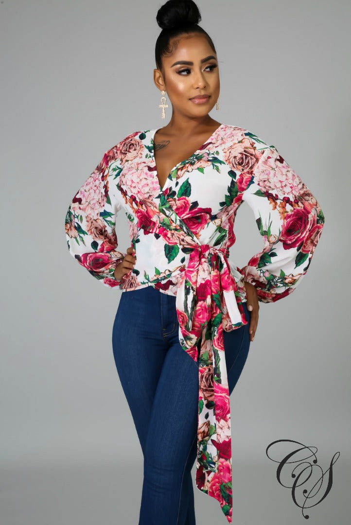 Rosy Wrap Top, Top - Designs By Cece Symoné