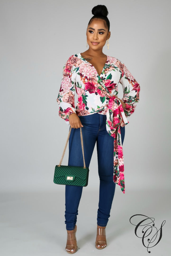 Rosy Wrap Top, Top - Designs By Cece Symoné