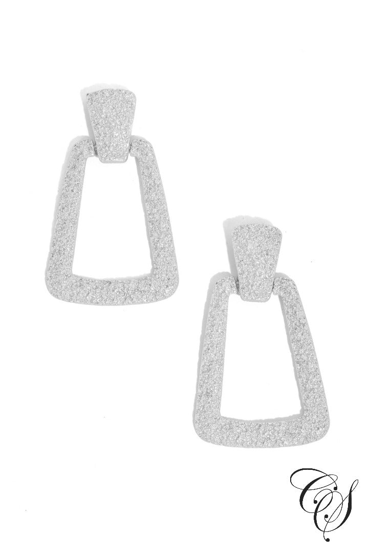 Rough Metallic Geo Drop Earrings, earrings - Designs By Cece Symoné