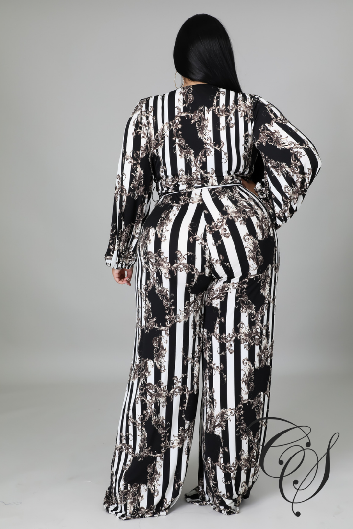Sabrina Striped Paisley Print Jumpsuit