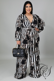 Sabrina Striped Paisley Print Jumpsuit