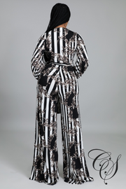 Sabrina Striped Paisley Print Jumpsuit