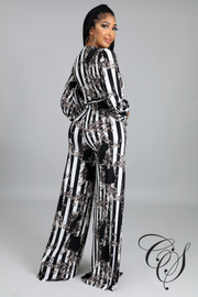 Sabrina Striped Paisley Print Jumpsuit