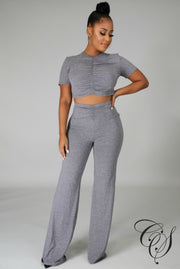 Sandy Crop Top and Straight-Leg Pant Set