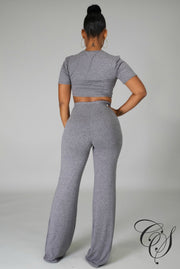 Sandy Crop Top and Straight-Leg Pant Set