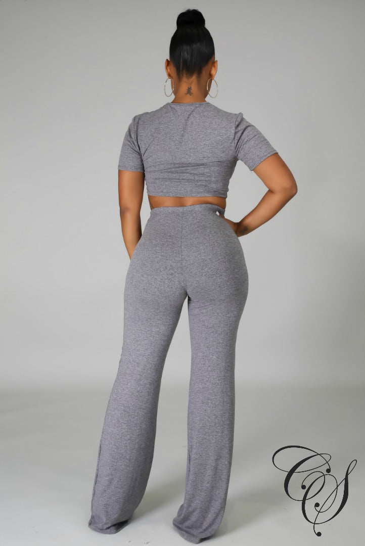 Sandy Crop Top and Straight-Leg Pant Set