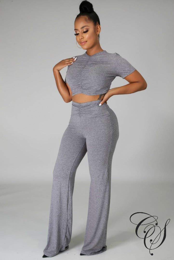 Sandy Crop Top and Straight-Leg Pant Set