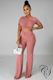 Sandy Crop Top and Straight-Leg Pant Set