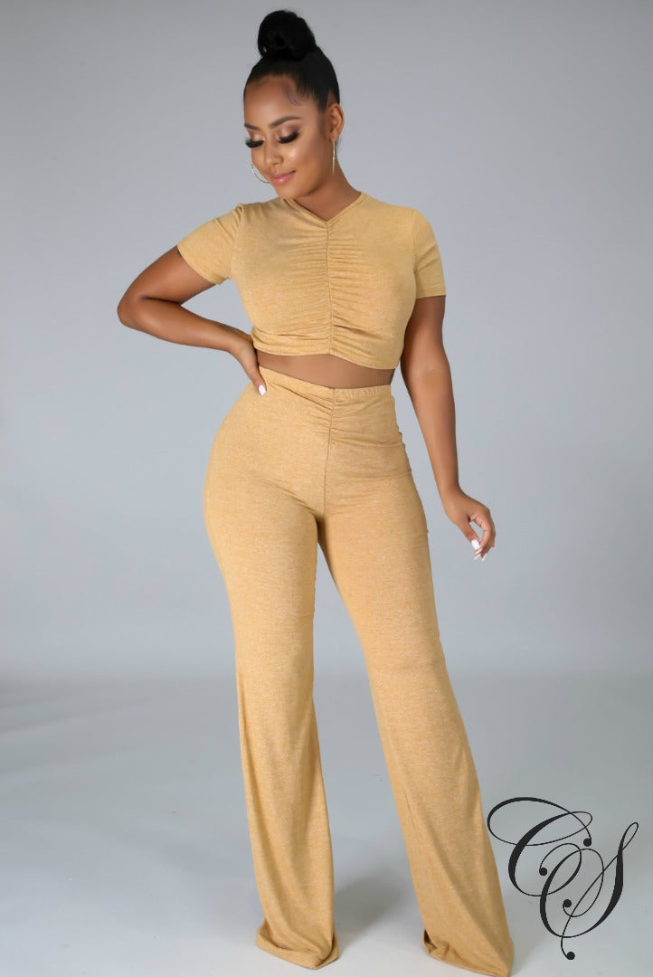 Sandy Crop Top and Straight-Leg Pant Set