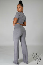 Sandy Crop Top and Straight-Leg Pant Set