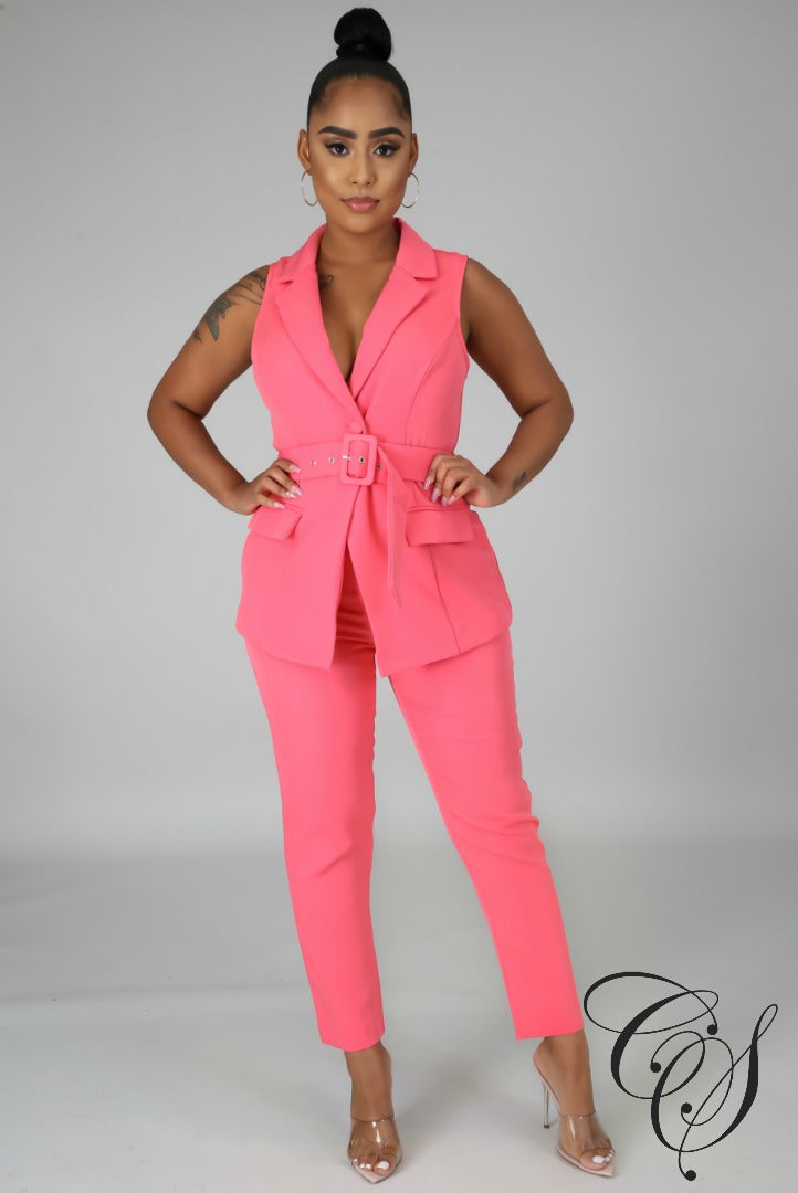 Sarah Sleeveless Business Pant Set