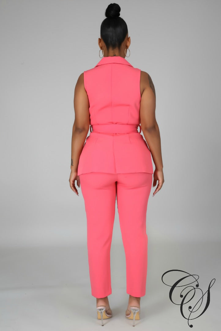 Sarah Sleeveless Business Pant Set
