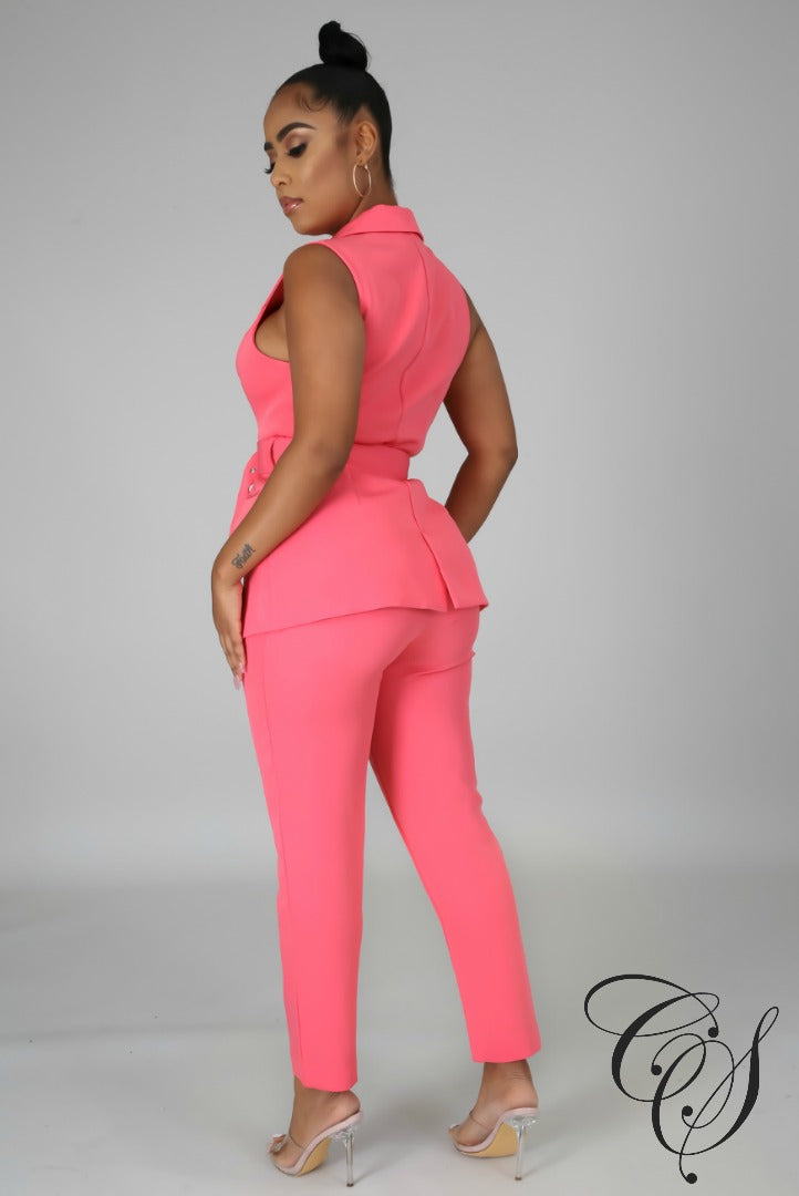 Sarah Sleeveless Business Pant Set