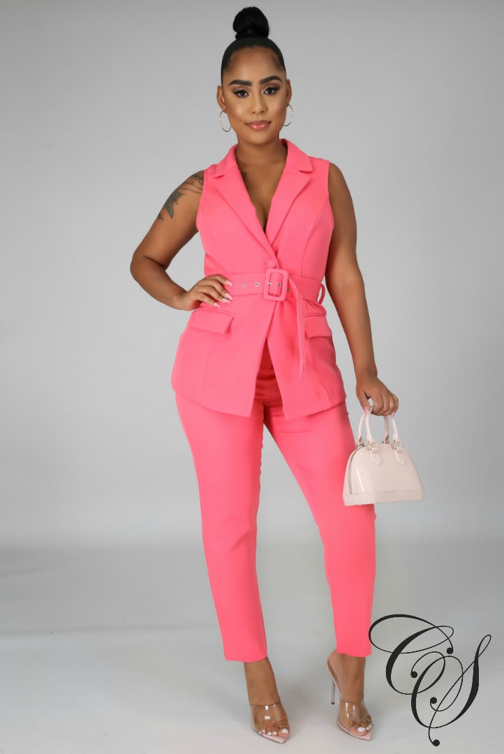 Sarah Sleeveless Business Pant Set