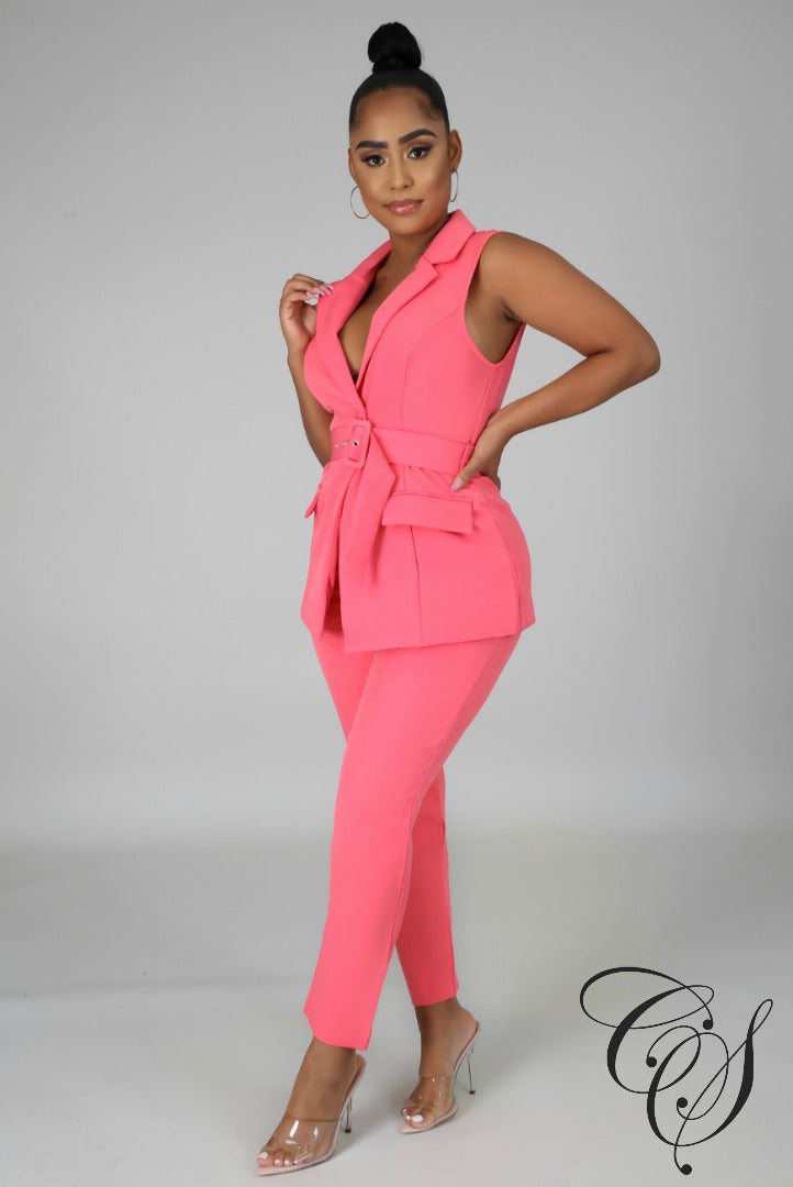 Sarah Sleeveless Business Pant Set