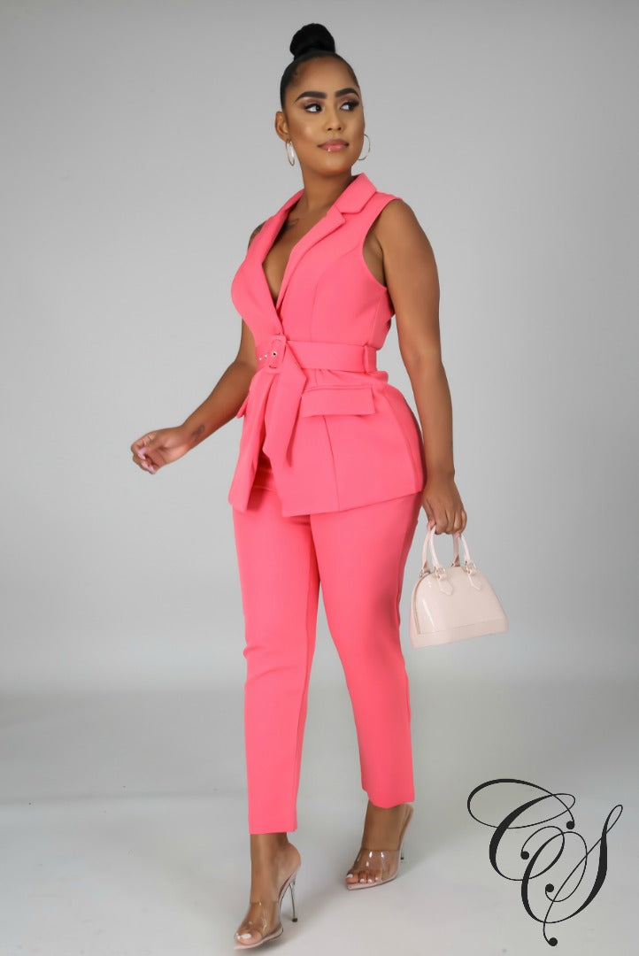 Sarah Sleeveless Business Pant Set