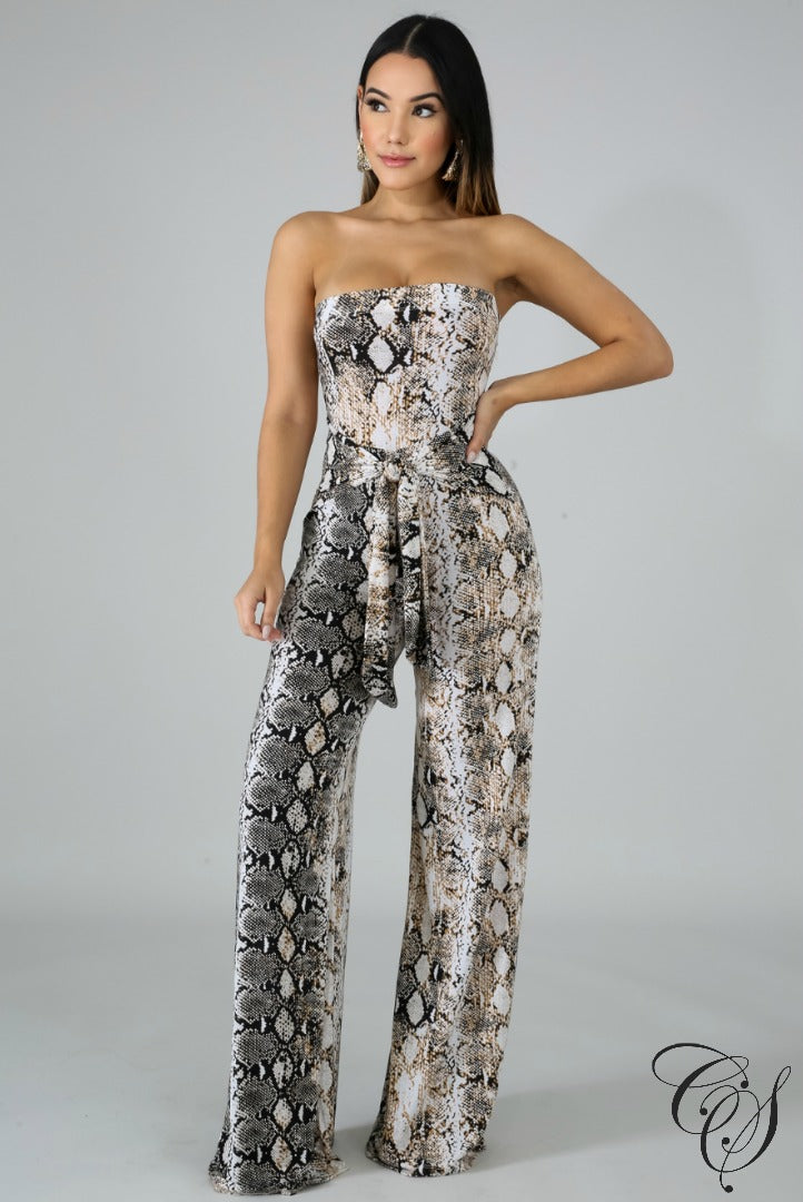 Sassy Snakeskin Tube Jumpsuit, Jumpsuit - Designs By Cece Symoné