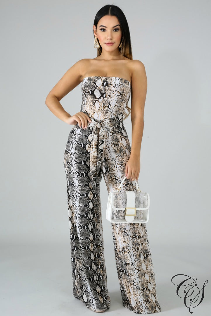 Sassy Snakeskin Tube Jumpsuit, Jumpsuit - Designs By Cece Symoné