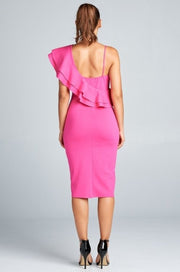 Anniversary Collection: One shoulder ruffled dress (Hot Pink), Dresses - Designs By Cece Symoné