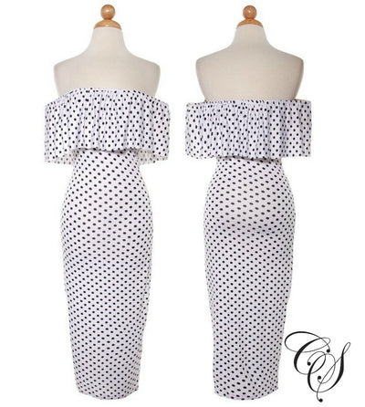 Seraphina Frill Bardot Bodycon Dress, Dresses - Designs By Cece Symoné