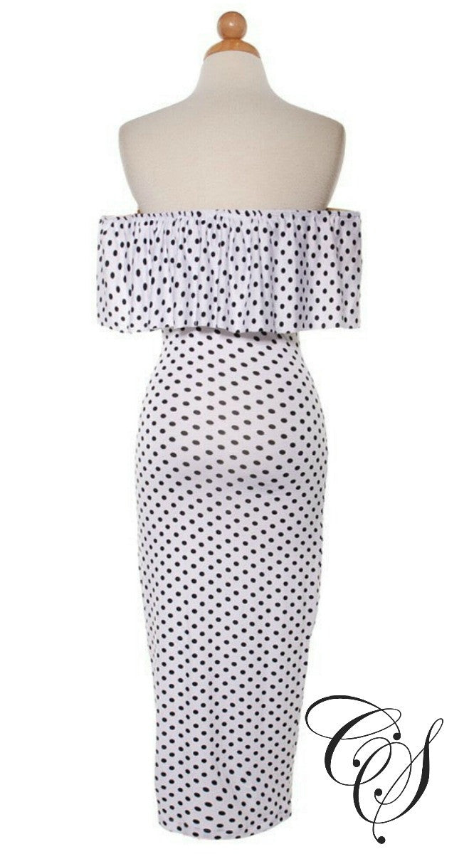 Seraphina Frill Bardot Bodycon Dress, Dresses - Designs By Cece Symoné