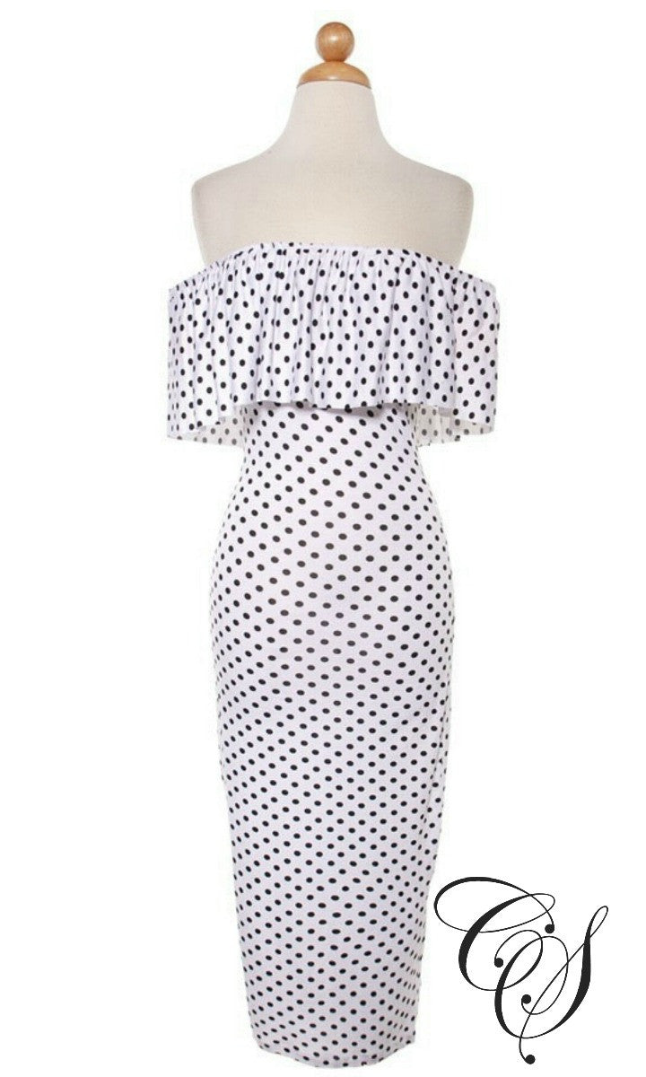 Seraphina Frill Bardot Bodycon Dress, Dresses - Designs By Cece Symoné