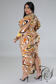 Shadora Mable Print High Neck Bodycon Dress