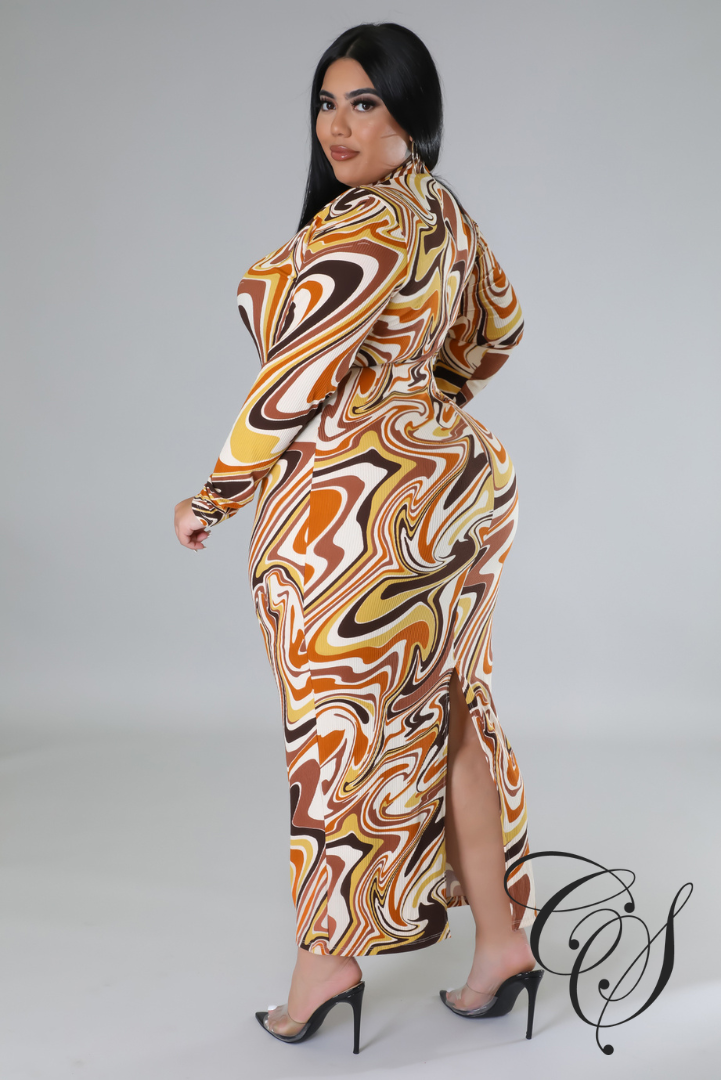 Shadora Mable Print High Neck Bodycon Dress