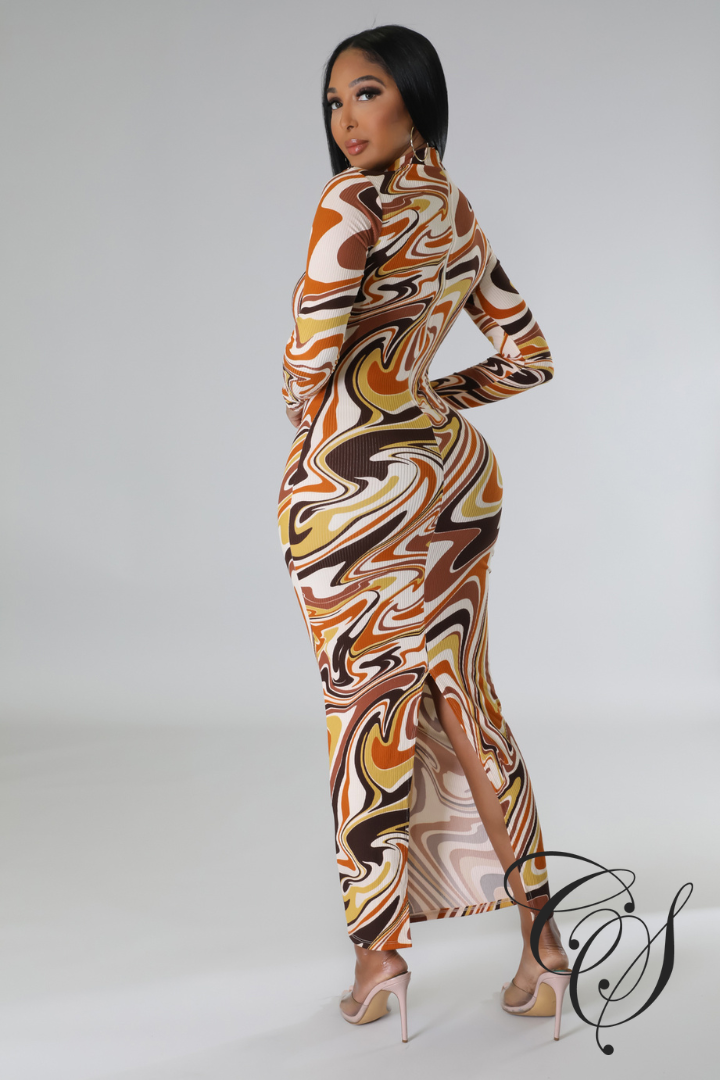 Shadora Mable Print High Neck Bodycon Dress