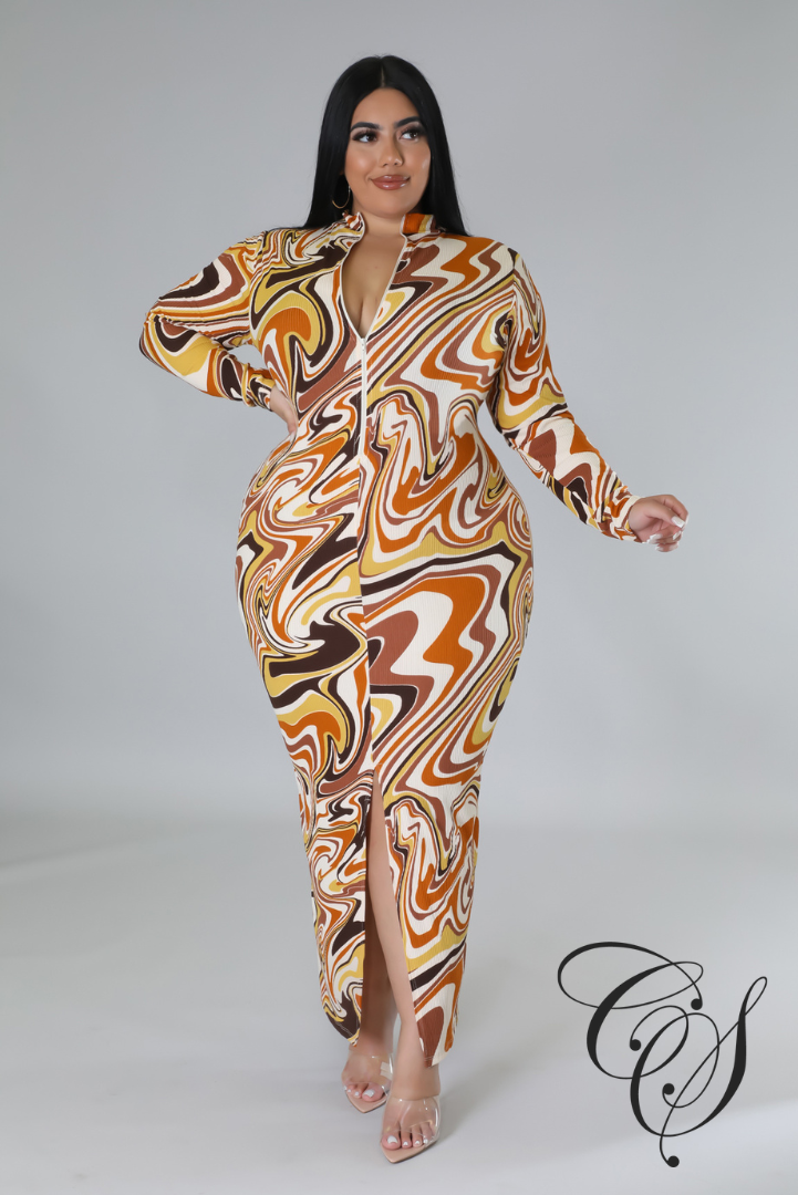 Shadora Mable Print High Neck Bodycon Dress